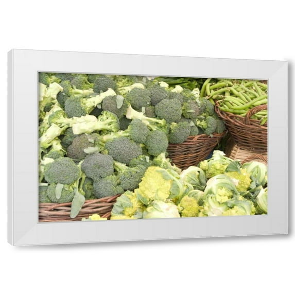 Maureen Love 4x24 White Modern Wood Framed Wall Art Titled - Produce Stand I