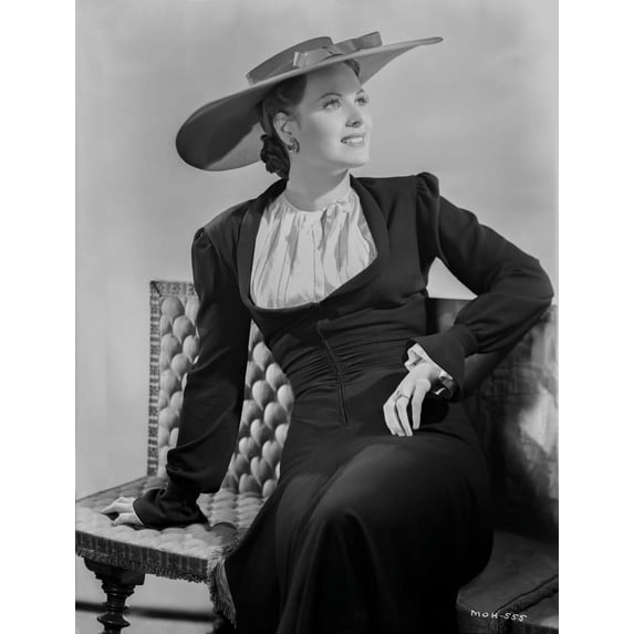 Maureen O'Hara Posed in Black Coat With Hat Photo Print (24 x 30)