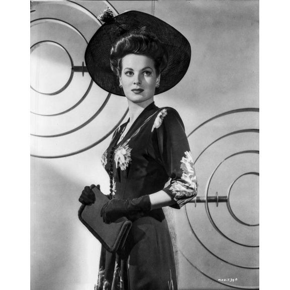 Maureen O'Hara Posed in Black Dress With Hat and Gloves Photo Print (8 x 10)