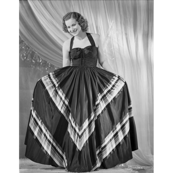 Maureen O'Hara Posed in Black Printed Gown Photo Print (24 x 30)