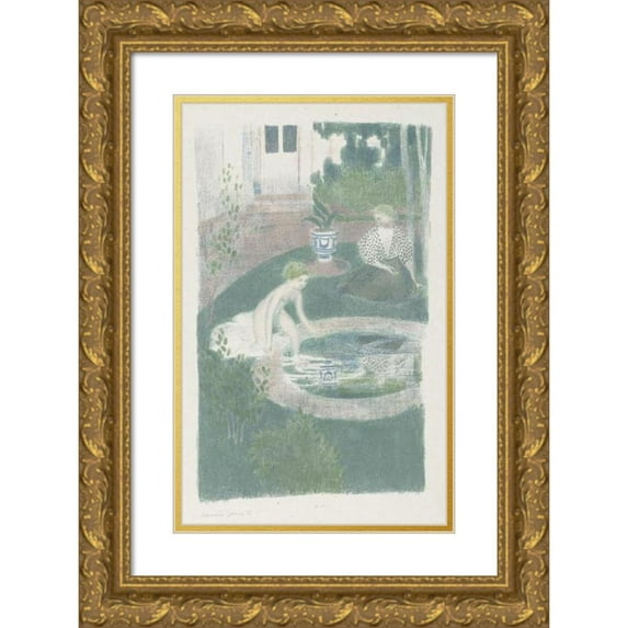 Maurice Denis 11x14 Gold Ornate Wood Frame and Double Matted Museum Art Print Titled - The Reflection in La Fontaine (1897)