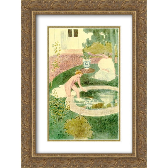Maurice Denis 2x Matted 18x24 Gold Ornate Framed Art Print 'Reflection In A Fountain'
