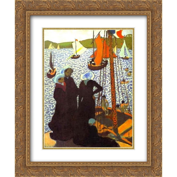 Maurice Denis 2x Matted 20x24 Gold Ornate Framed Art Print 'Regata at Perros '