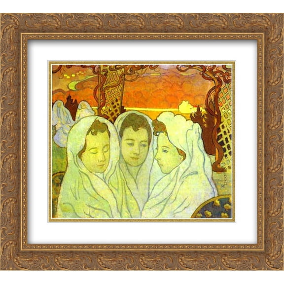 Maurice Denis 2x Matted 24x20 Gold Ornate Framed Art Print 'Triple Portrait of Marthe'