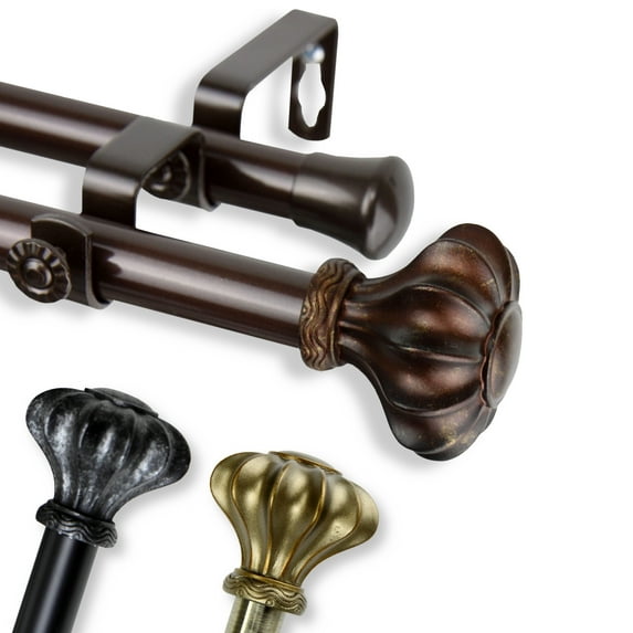 Maurice Double 13/16 inch dia. Curtain Rod 28-48" - Antique Brass