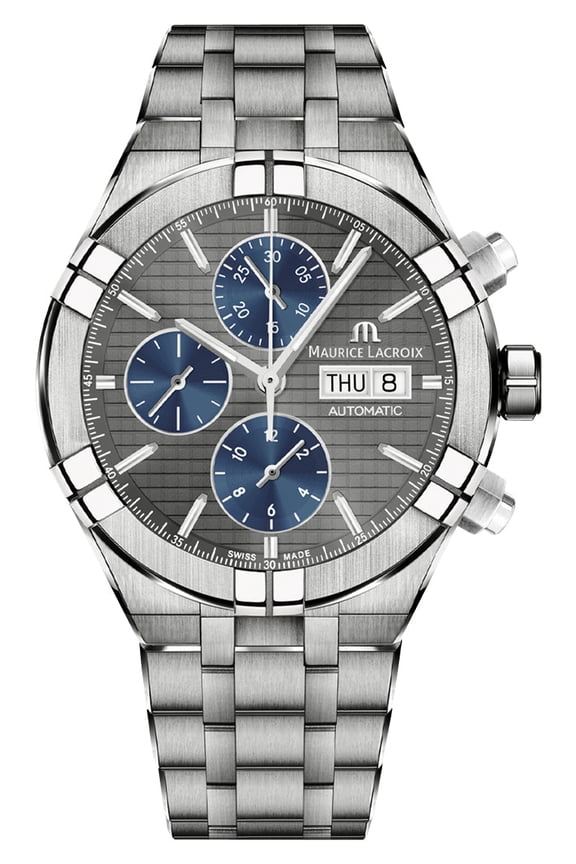 Aikon Automatic Chronograph Titanium Gray Dial Interchangeable Gray Rubber Strap Day/Date Divers Mens Watch AI6038-TT03F-331-A