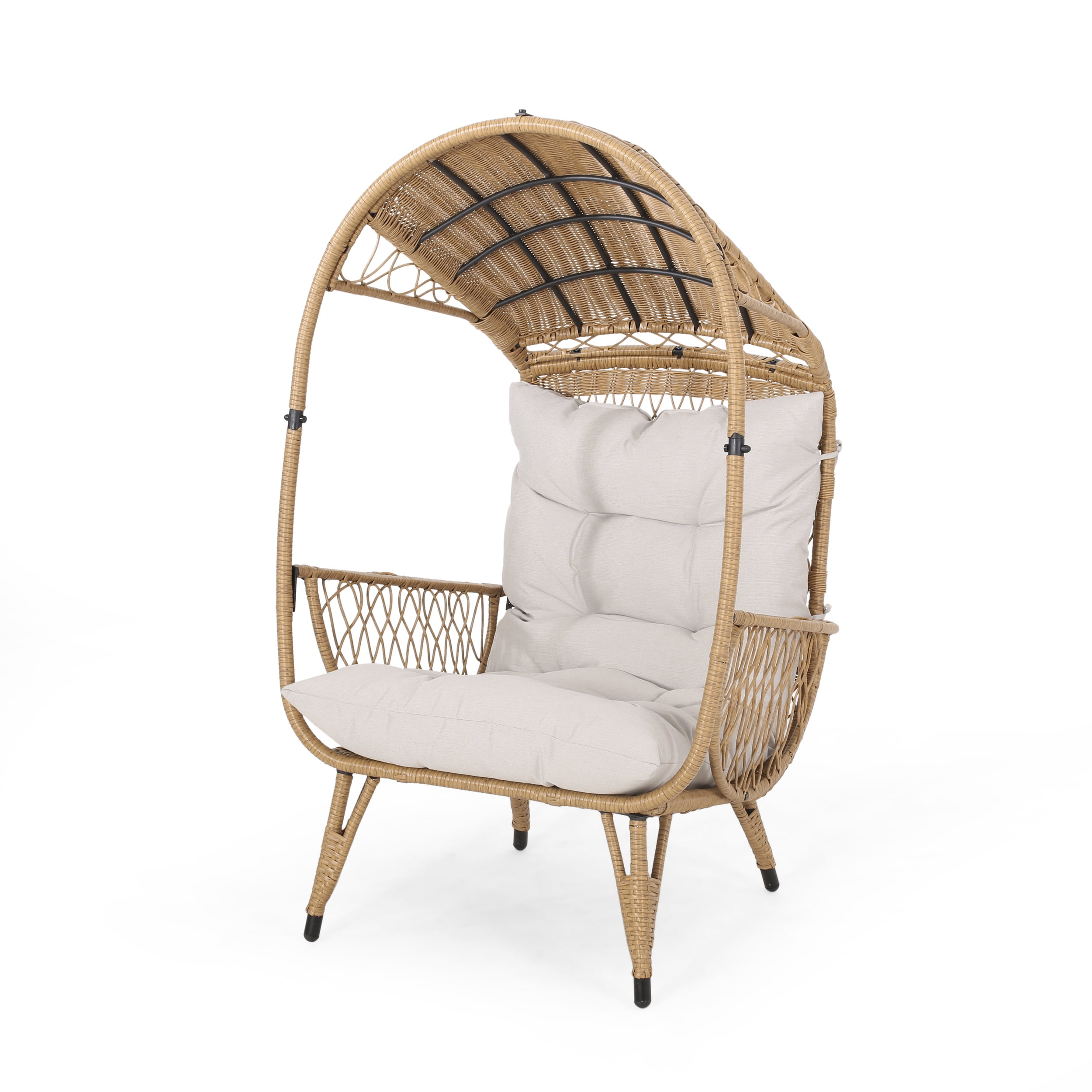 Kina Anoi Nysgerrighed Maurice Outdoor Wicker Standing Basket Chair with Cushion, Light Brown,  Beige - Walmart.com