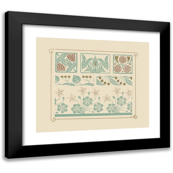 Maurice Pillard Verneuil 14x12 Black Modern Framed Museum Art Print Titled - Abstract Design Based on Leaf, Clover, Berry Shapes. (1900)