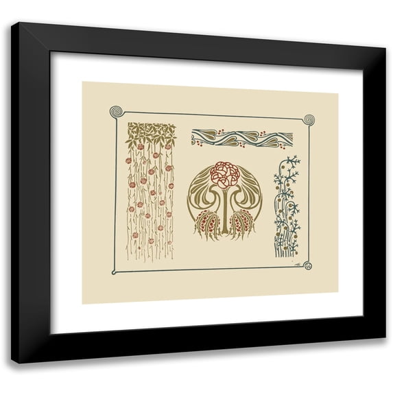 Maurice Pillard Verneuil 17x15 Black Modern Framed Museum Art Print Titled - Abstract Design Based on Flowers and Berries (1900)