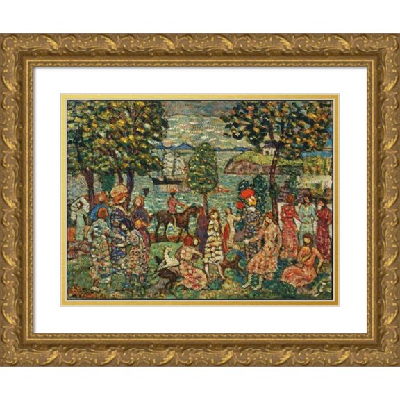 Maurice Prendergast 18x14 Gold Ornate Wood Frame and Double Matted Museum Art Print Titled - Fantasy