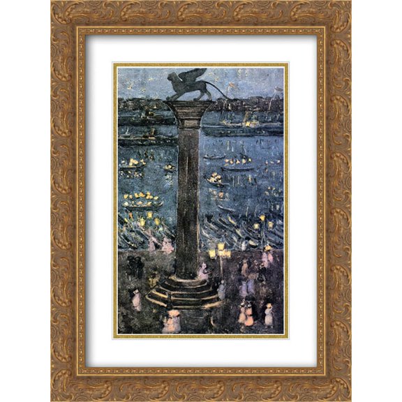 Maurice Prendergast 2x Matted 18x24 Gold Ornate Framed Art Print 'St. Mark's Lion, Venice'