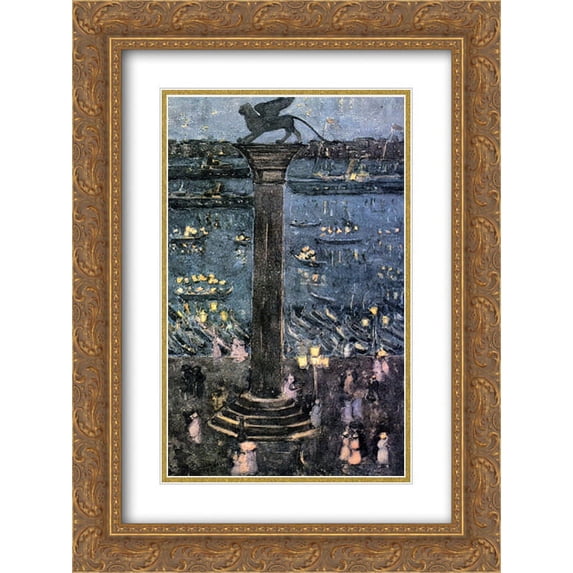 Maurice Prendergast 2x Matted 18x24 Gold Ornate Framed Art Print 'St. Mark's Lion, Venice'