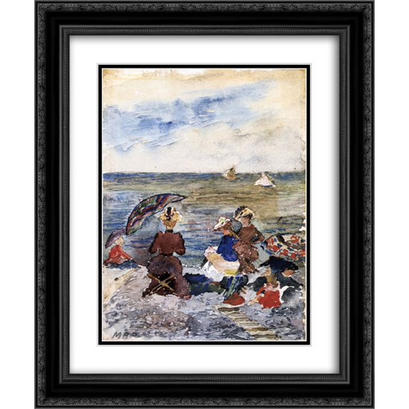 Maurice Prendergast 2x Matted 20x24 Black Ornate Framed Art Print 'Figures on the Beach'