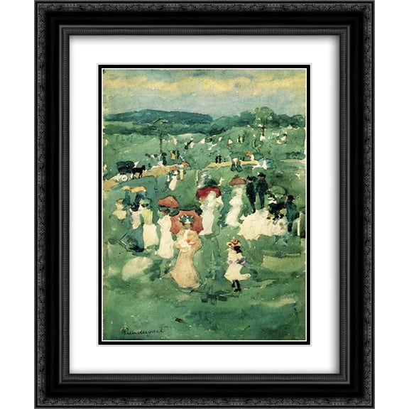 Maurice Prendergast 2x Matted 20x24 Black Ornate Framed Art Print 'Strolling in the Park (also known as In the Park)'