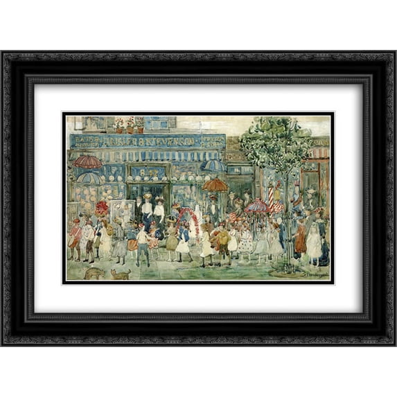 Maurice Prendergast 2x Matted 24x18 Black Ornate Framed Art Print 'Columbus Circle (New York)'