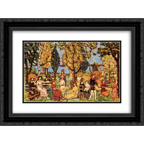 Maurice Prendergast 2x Matted 24x18 Black Ornate Framed Art Print 'In the Park (also known as The Promenade)'