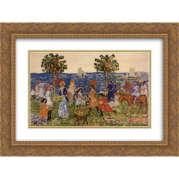 Maurice Prendergast 2x Matted 24x18 Gold Ornate Framed Art Print 'Promenade'