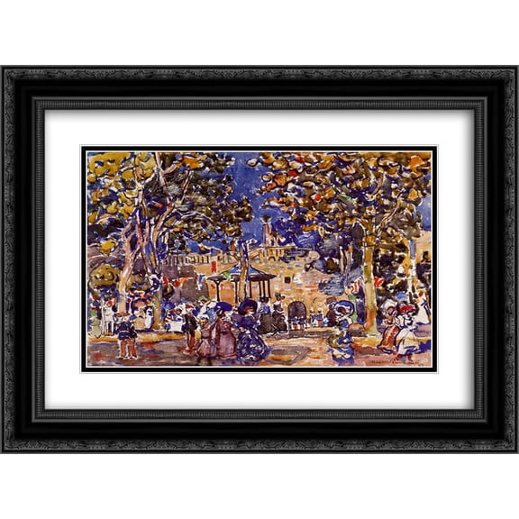 Maurice Prendergast 2x Matted 24x20 Black Ornate Framed Art Print 'Band Concert'