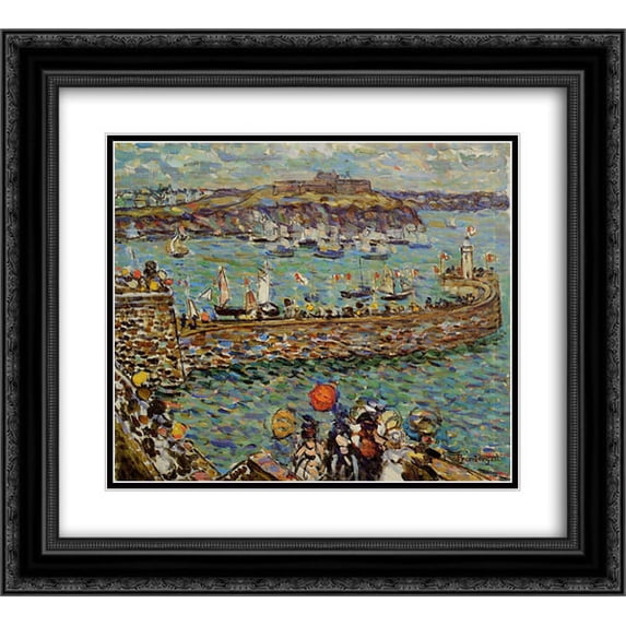 Maurice Prendergast 2x Matted 24x20 Black Ornate Framed Art Print 'Lighthouse at St. Malo'