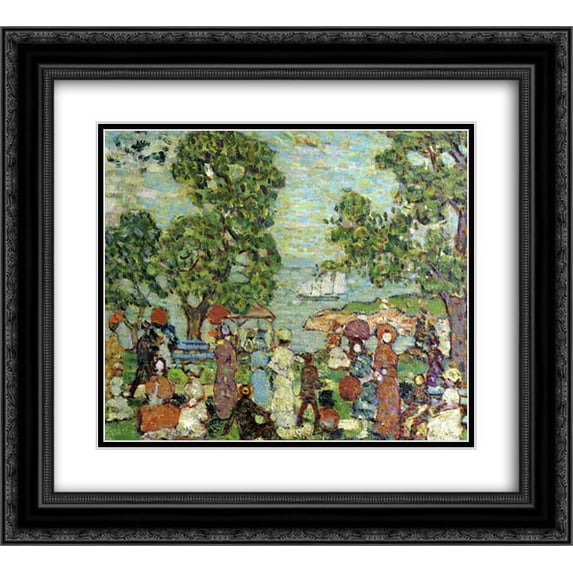 Maurice Prendergast 2x Matted 24x20 Black Ornate Framed Art Print 'Park Scene NeBay'