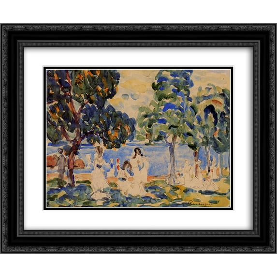 Maurice Prendergast 2x Matted 24x20 Black Ornate Framed Art Print 'Summer Day'
