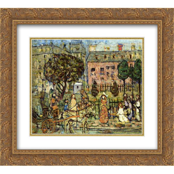 Maurice Prendergast 2x Matted 24x20 Gold Ornate Framed Art Print 'Park, Naples'