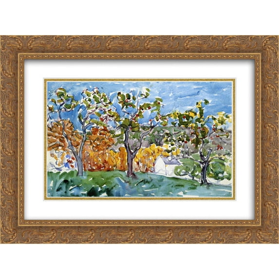Maurice Prendergast 2x Matted 24x20 Gold Ornate Framed Art Print 'The Orchard'