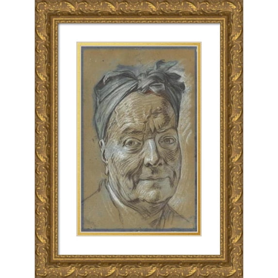Maurice-Quentin de La Tour 11x14 Gold Ornate Wood Frame and Double Matted Museum Art Print Titled - Portrait of Louis De Silvestre (1753)