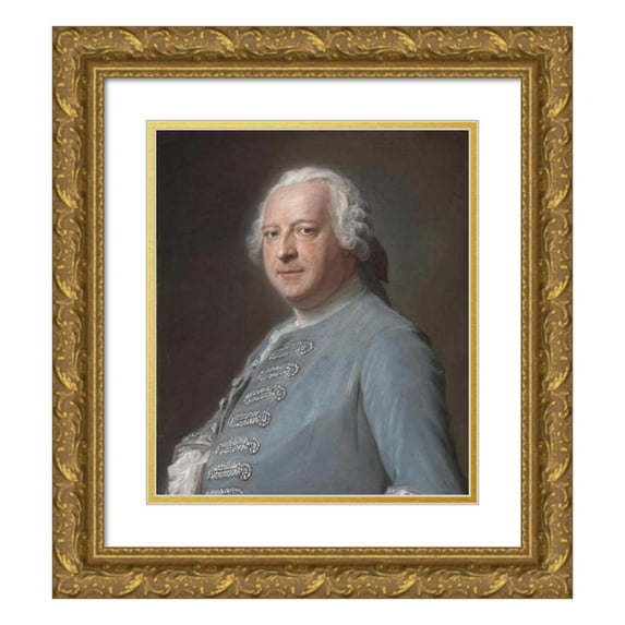 Maurice-Quentin de La Tour 15x17 Gold Ornate Wood Frame and Double Matted Museum Art Print Titled - Jean Charles Garnier D'Isle (1697-1755) (ca. 1750)