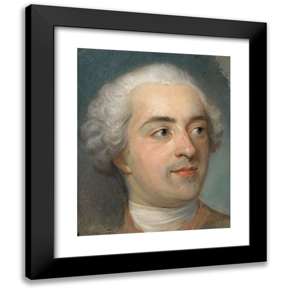Maurice-Quentin de La Tour 20x24 Black Modern Framed Museum Art Print Titled - Preparation for a Portrait of Louis XV (1710-1774) (ca.1745)