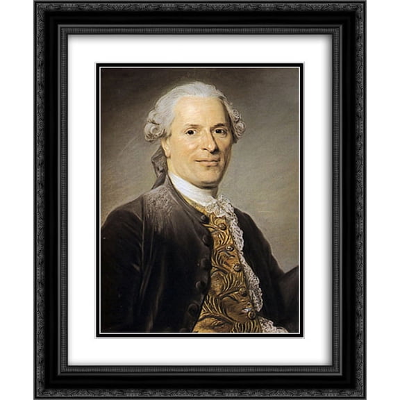 Maurice Quentin de La Tour 2x Matted 20x24 Black Ornate Framed Art Print 'Jean Monnet, Director of the Opera Comique in Paris'
