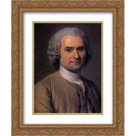 Maurice Quentin de La Tour 2x Matted 20x24 Gold Ornate Framed Art Print 'Jean-Jacques Rousseau '