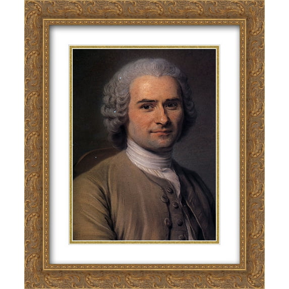 Maurice Quentin de La Tour 2x Matted 20x24 Gold Ornate Framed Art Print 'Jean-Jacques Rousseau '