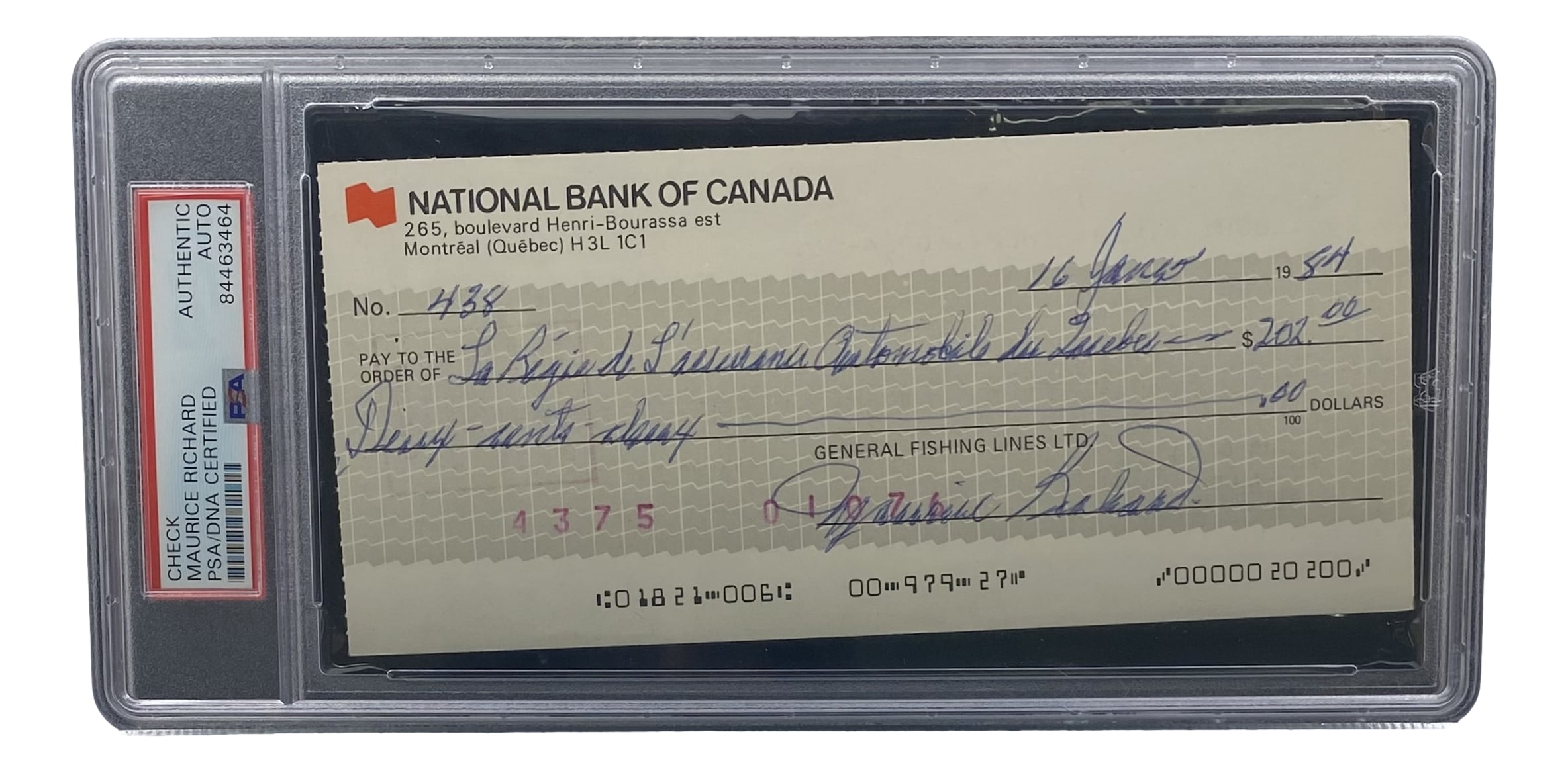 Maurice Richard Signed Montreal Canadiens Bank Check #438 PSA/DNA ...