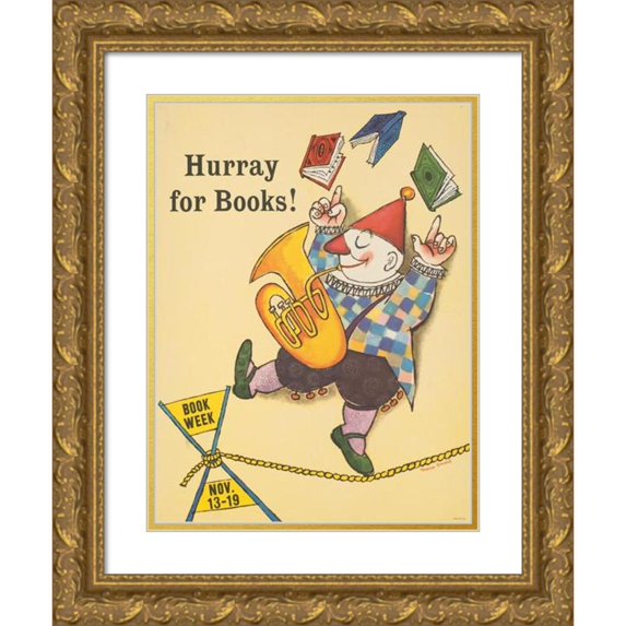 Maurice Sendak 15x18 Gold Ornate Wood Frame and Double Matted Museum Art Print Titled - Hurray for Books! (1960)