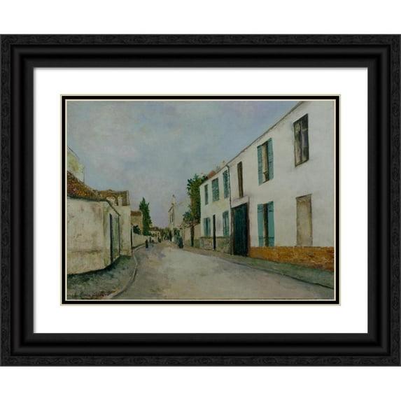Maurice Utrillo 14x11 Black Ornate Wood Framed Double Matted Museum Art Print Titled: Street Scene (Rue De Village) (1910)