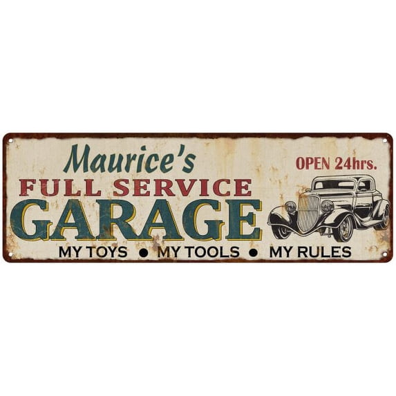 Maurice's Full Service Garage Metal Sign 6x18 Rusty Man Cave 106180047338