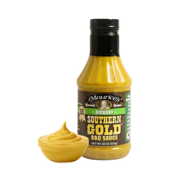 Maurices Southern Gold BBQ Sauce, Hickory Flavor Carolina Gold Barbecue Sauce with Smoky Flavor Authentic Carolina Barbeque Dip MustardBased Hickory BBQ Sauces, 18oz