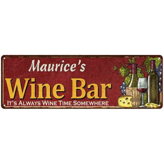 Maurice's Wine Bar Red Gift Home Kitchen Decor 6x18 Sign 206180056393