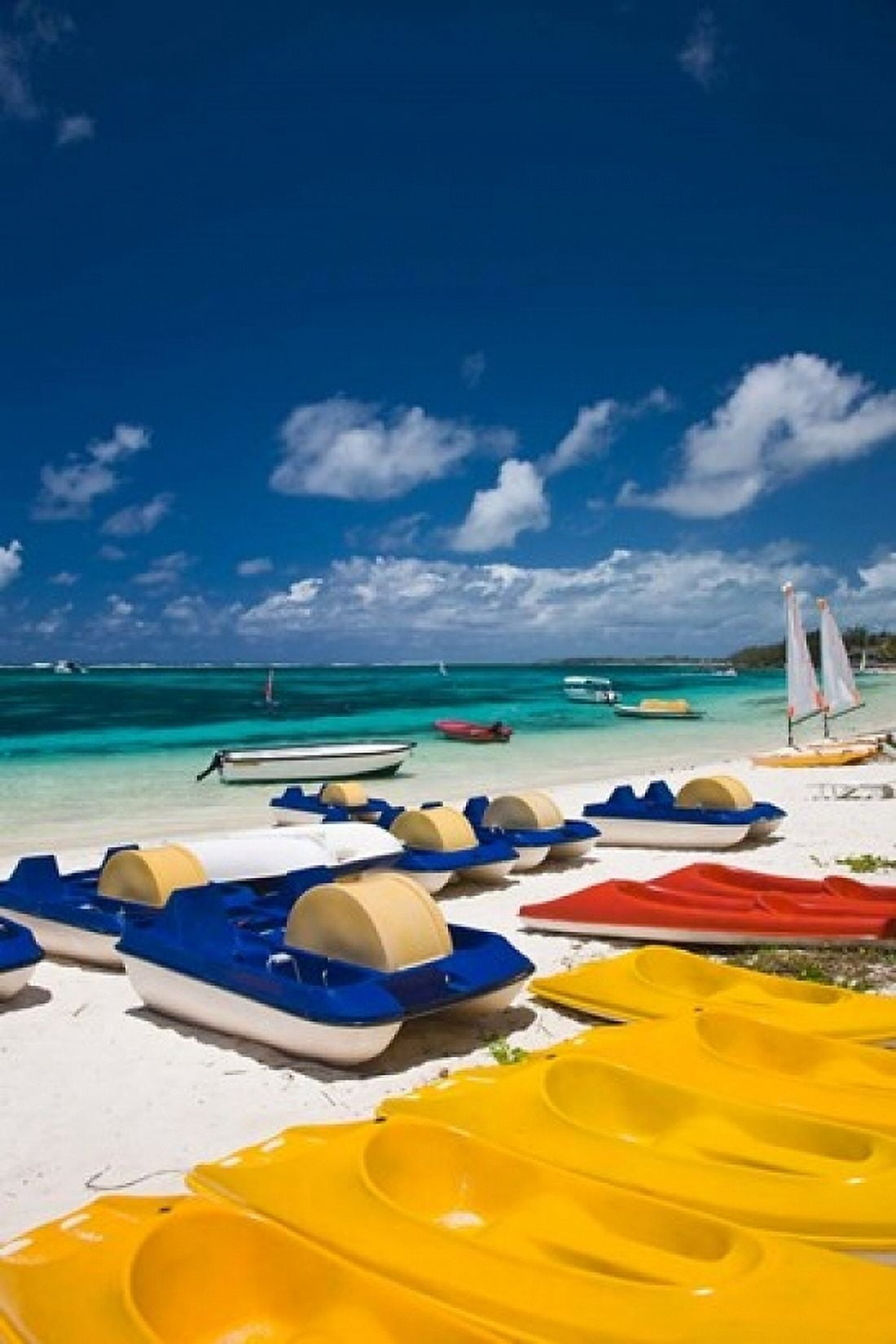 Mauritius Belle Mare watercraft for rent Canvas Art - Walter Bibikow DanitaDelimont (18 x 24)