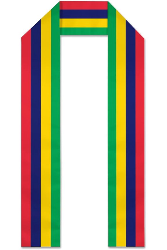 Mauritius Flag Graduation Stole Graduate Shawl Sash Scraf Gift For Abroad Student International Study (Square)