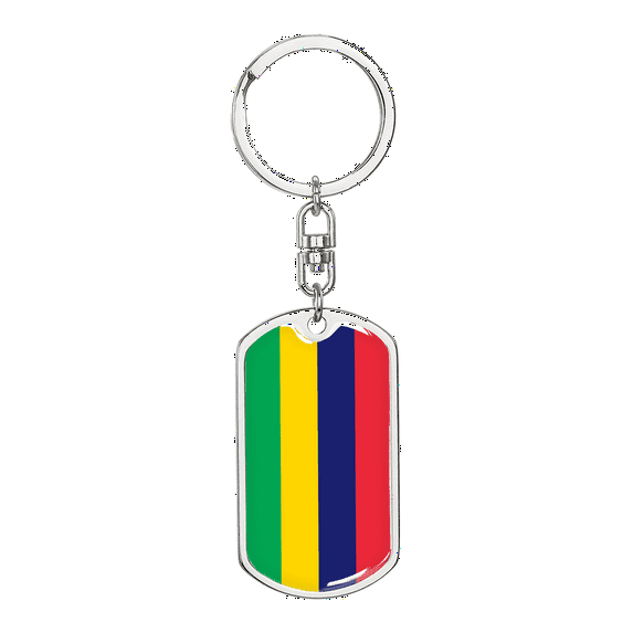 Mauritius Flag Swivel Keychain Dog Tag Stainless Steel or 18k Gold