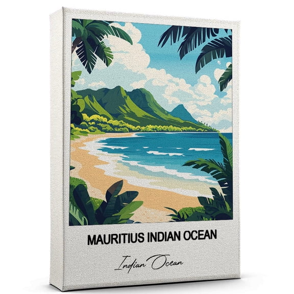 Mauritius Indian Ocean Travel Wall Decor – Scenic Travel Canvas Print of Indian Ocean Canvas – Beautiful Gift for Home, Office, or Living Space