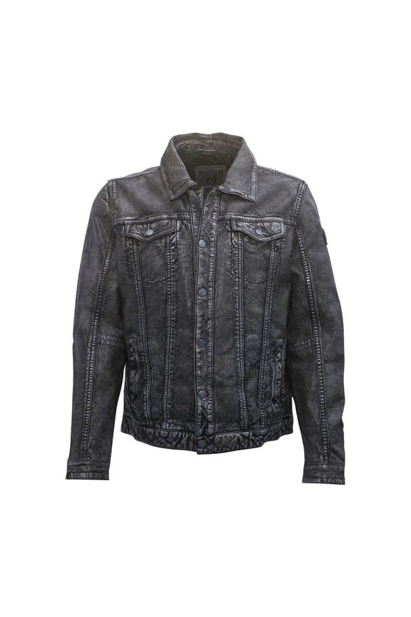 Men's Genuine Leather Jacket- Jean Denim Inspired (VintageDenim, 3XL)