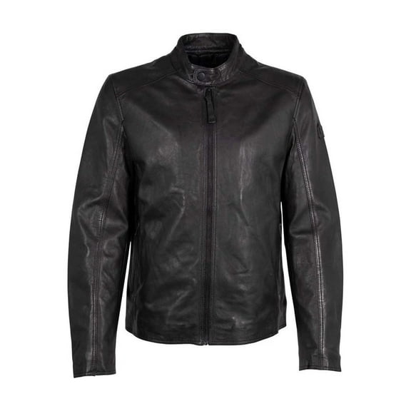 Mauritius Men's Kovin Moto Genuine Leather Jacket (Black, L)