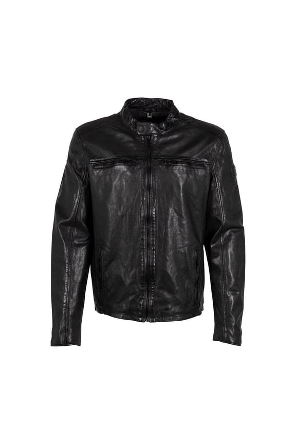 Men's Moto Genuine Leather Jacket (Black, 3XL)
