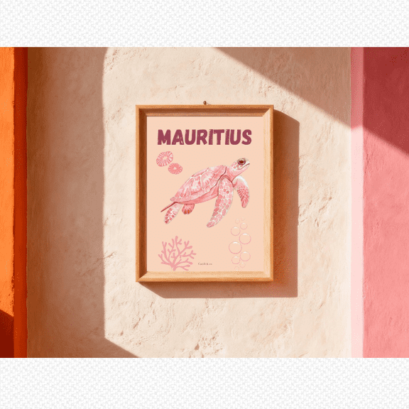 Mauritius Minimalist Sea And Summer Poster, Poster Only