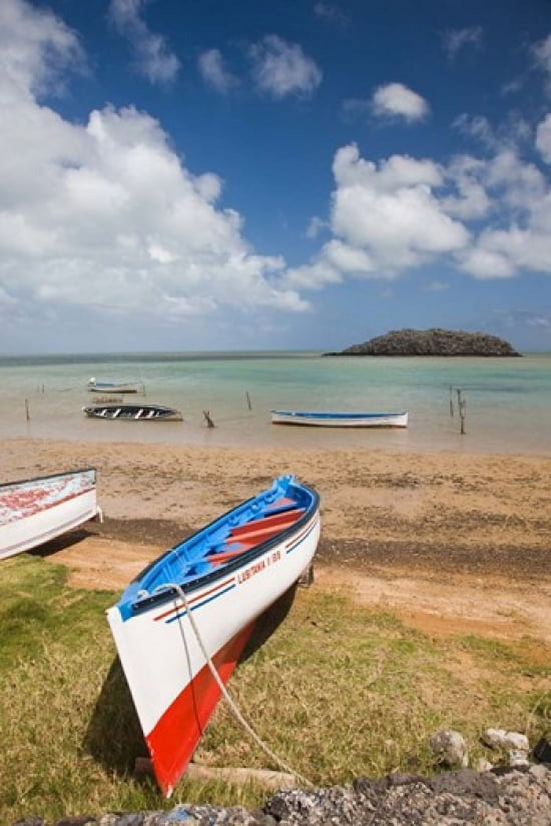 Mauritius Rodrigues Island fishing boats Canvas Art - Walter Bibikow DanitaDelimont (25 x 38)