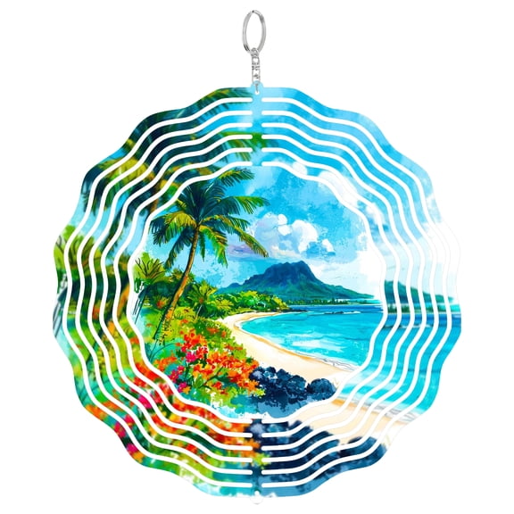 Mauritius Tropical Beach Wind Spinner, Kinetic Stainless Steel Art