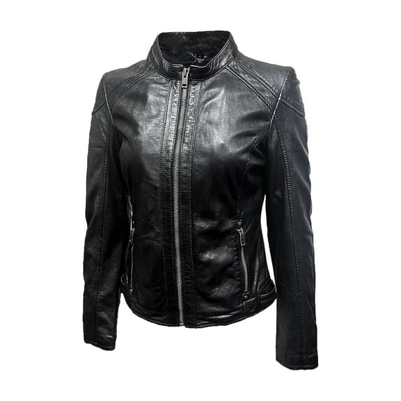 Mauritius Women's Genuine Leather Jacket Black (Black, 3XL)